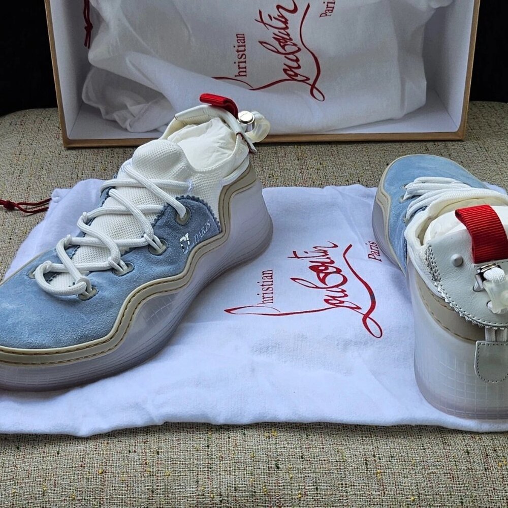 Christian Louboutin Men Shoes Sneaker Arpoador Flat Zinc/Bianco Italy Size 41 - Picture 2 of 14